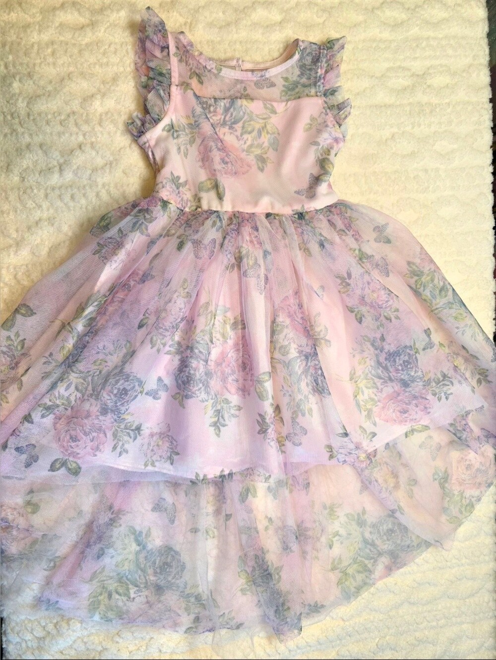 Zenzi Girls Pink Floral Tulle Party Dress XS 4/5